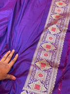 Dual Shade Purple Pure Banarasi Katan Silk Tilfi Meenakari Saree