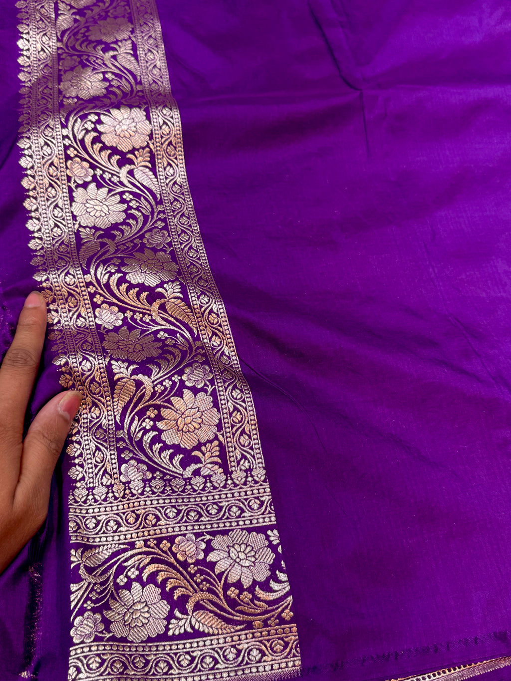 Purple 100% Pure Banarasi Katan Silk Saree