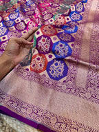 Deep Purple 100% Exclusive Pure Banaras Katan Silk Rangkaat Saree