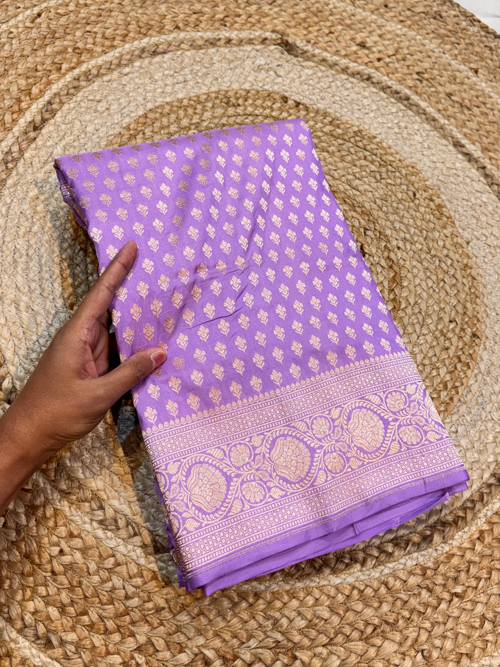 Lavender Pure Banarasi Katan Silk Saree