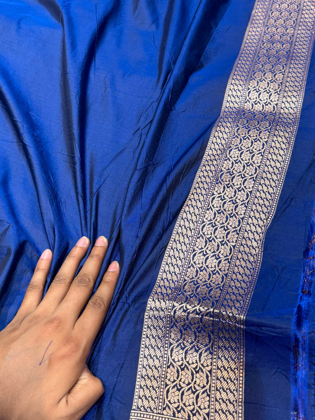 Royal Blue 100% Exclusive Pure Banaras Katan Silk Rangkaat Saree