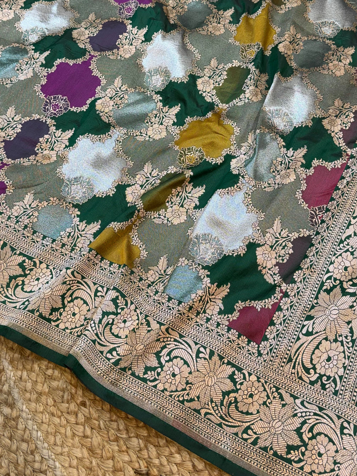 Prebook | Bottle Green Exclusive Pure Banaras Katan Silk Rangkaat Saree