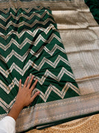 Bottle Green 100% Pure Banarasi Katan Silk Saree