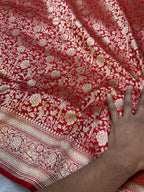 Bridal Red 100% Pure Banarasi Katan Silk Brocade Saree