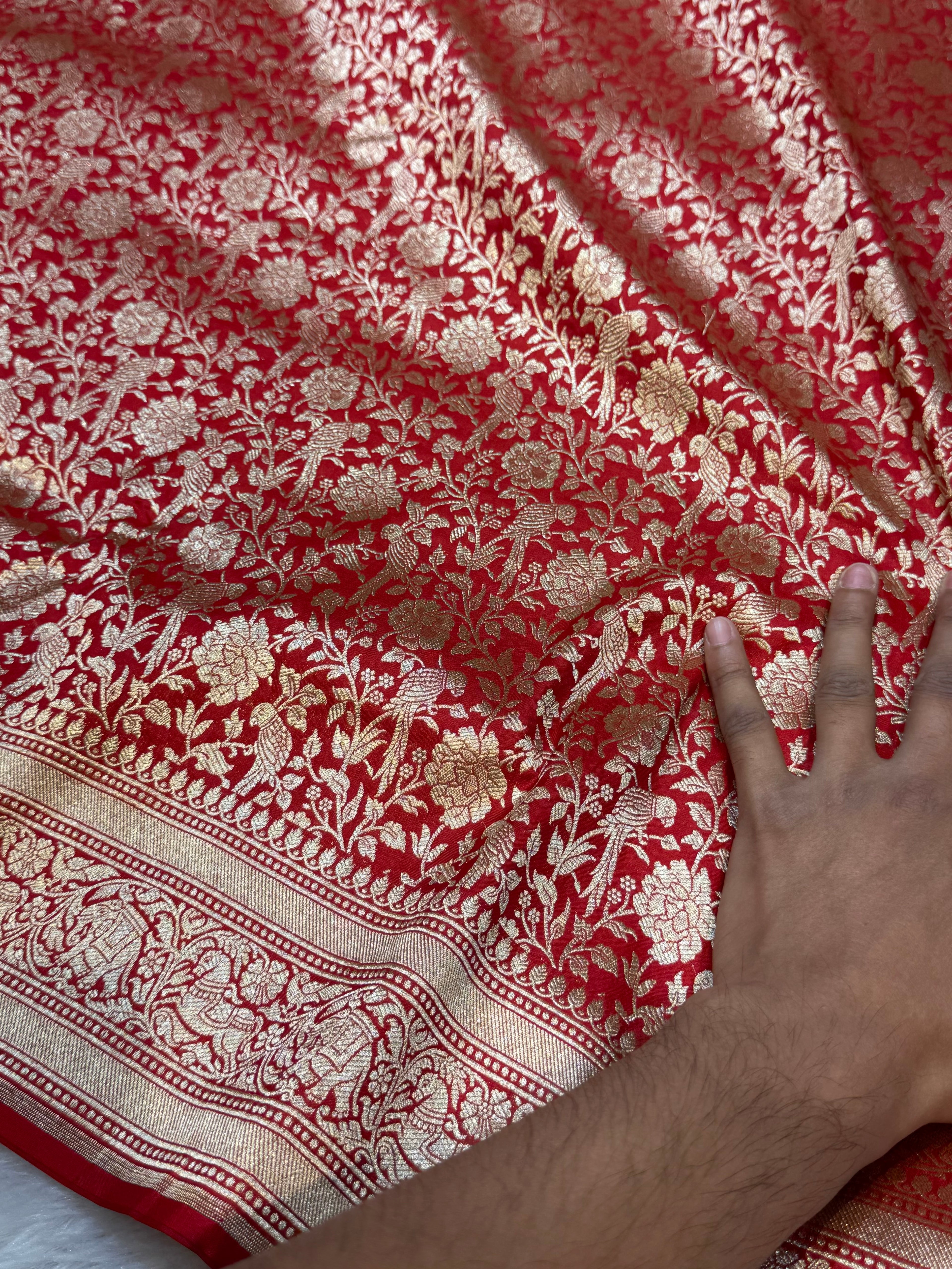Bridal Red 100% Pure Banarasi Katan Silk Brocade Saree