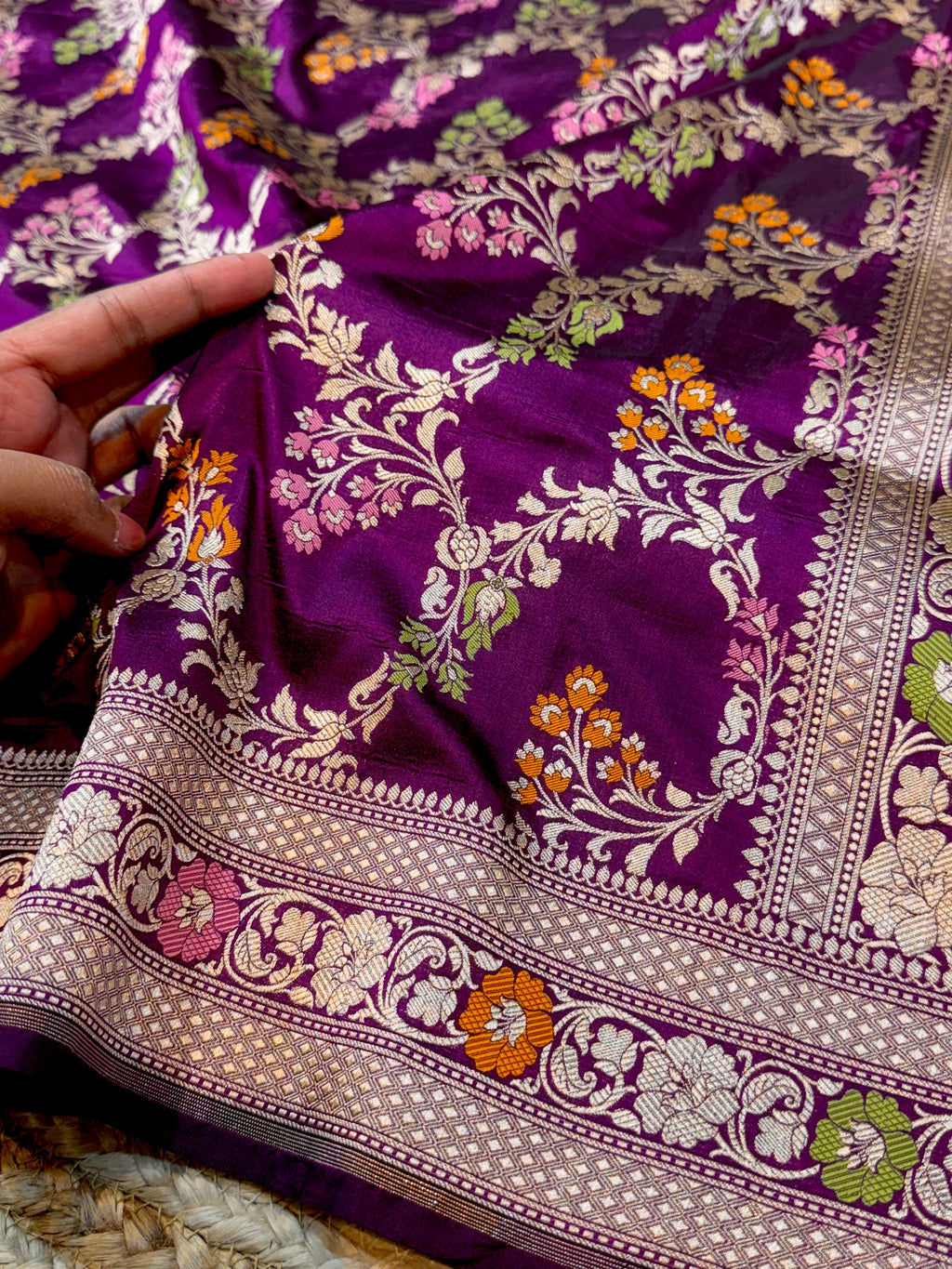 Prebook | Wine Purple 100% Pure Banarasi Katan Silk Meenakari Saree