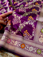 Prebook | Wine Purple 100% Pure Banarasi Katan Silk Meenakari Saree