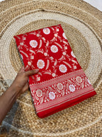 Red 100% Pure Banarasi Katan Silk Meenakari Saree