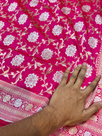 Rani Pink 100% Pure Banarasi Katan Silk Meenakari Saree