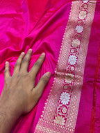 Rani Pink 100% Pure Banarasi Katan Silk Meenakari Saree