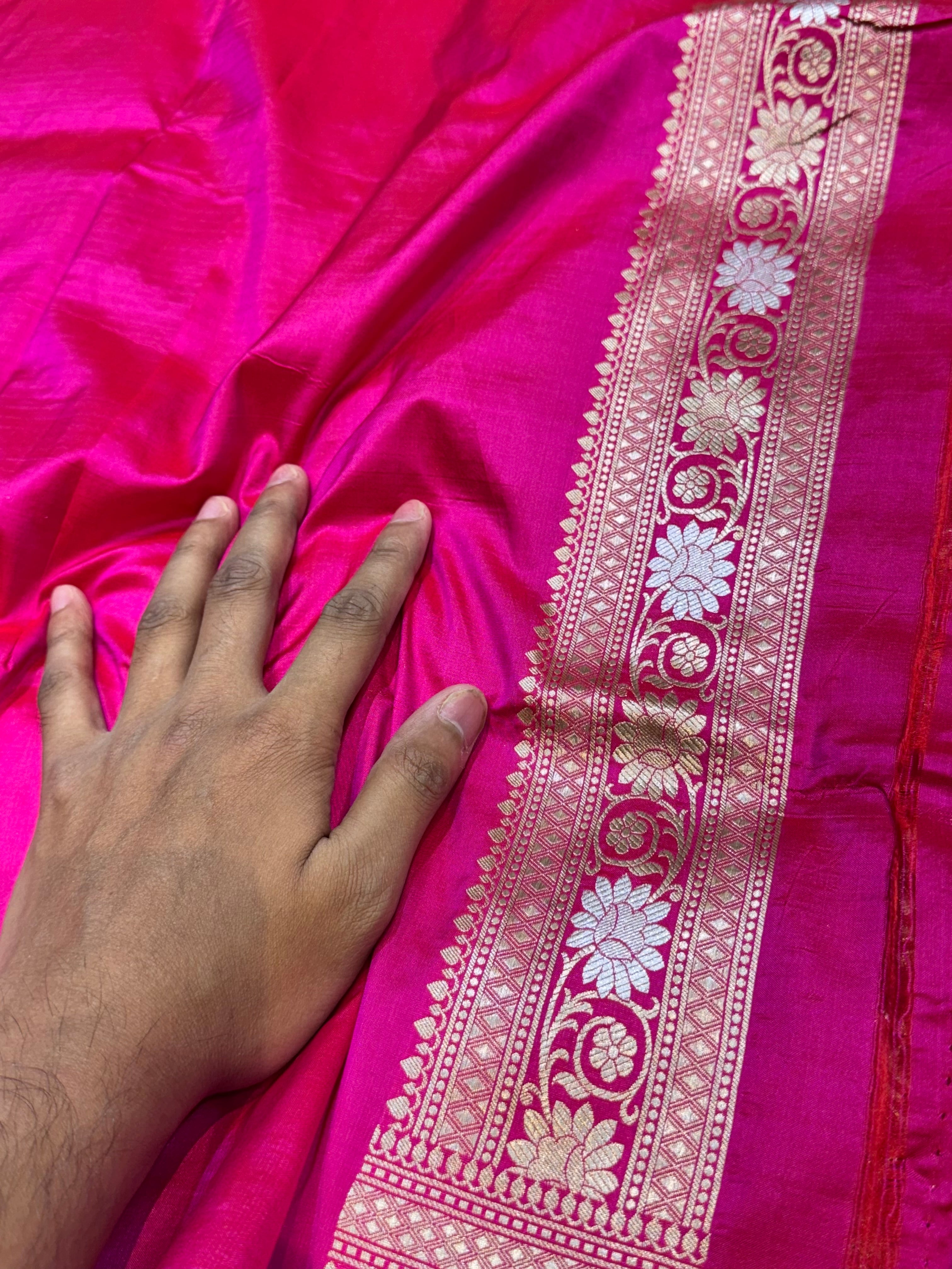Rani Pink 100% Pure Banarasi Katan Silk Meenakari Saree