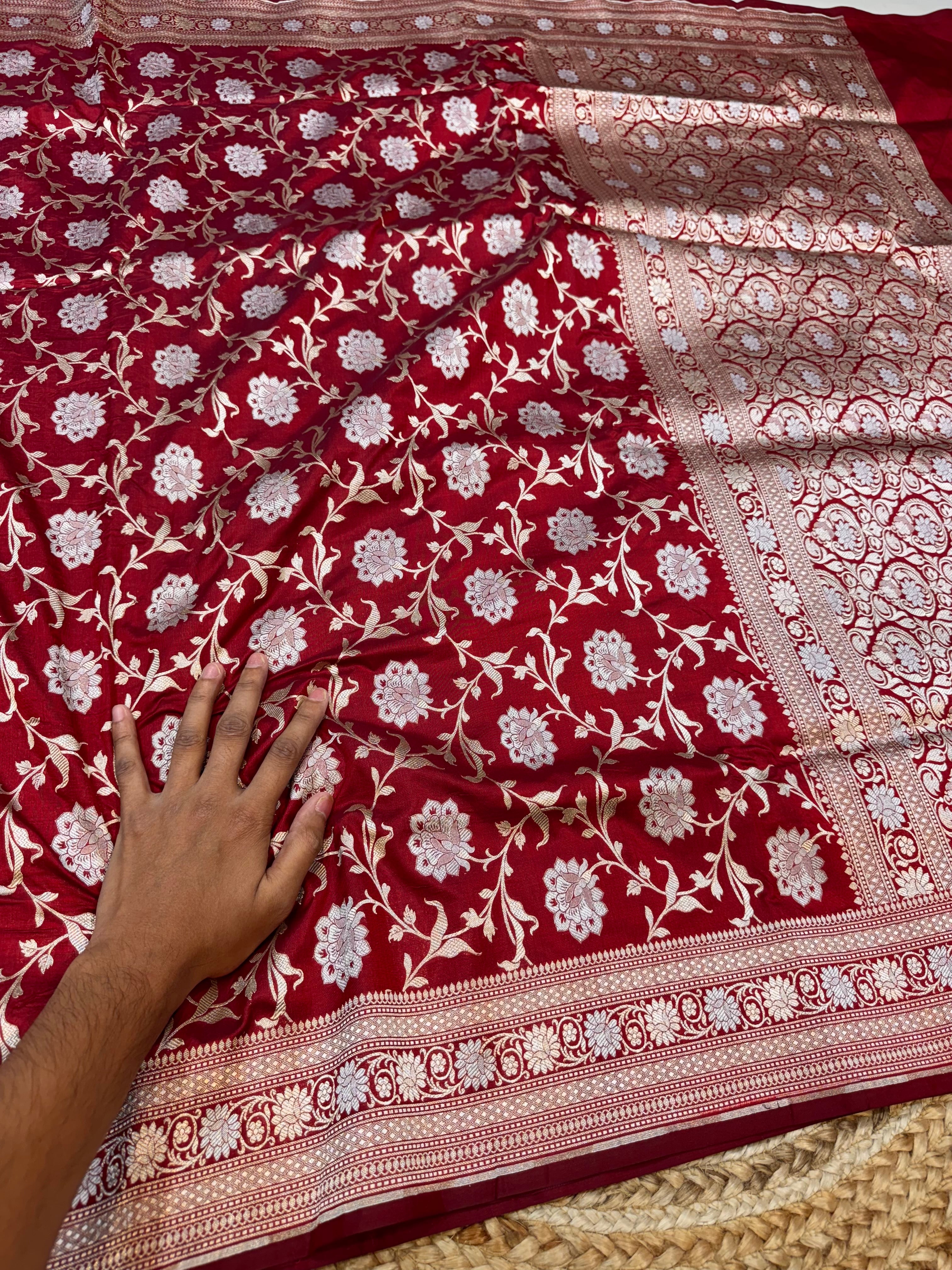 Maroon 100% Pure Banarasi Katan Silk Meenakari Saree