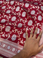 Maroon 100% Pure Banarasi Katan Silk Meenakari Saree