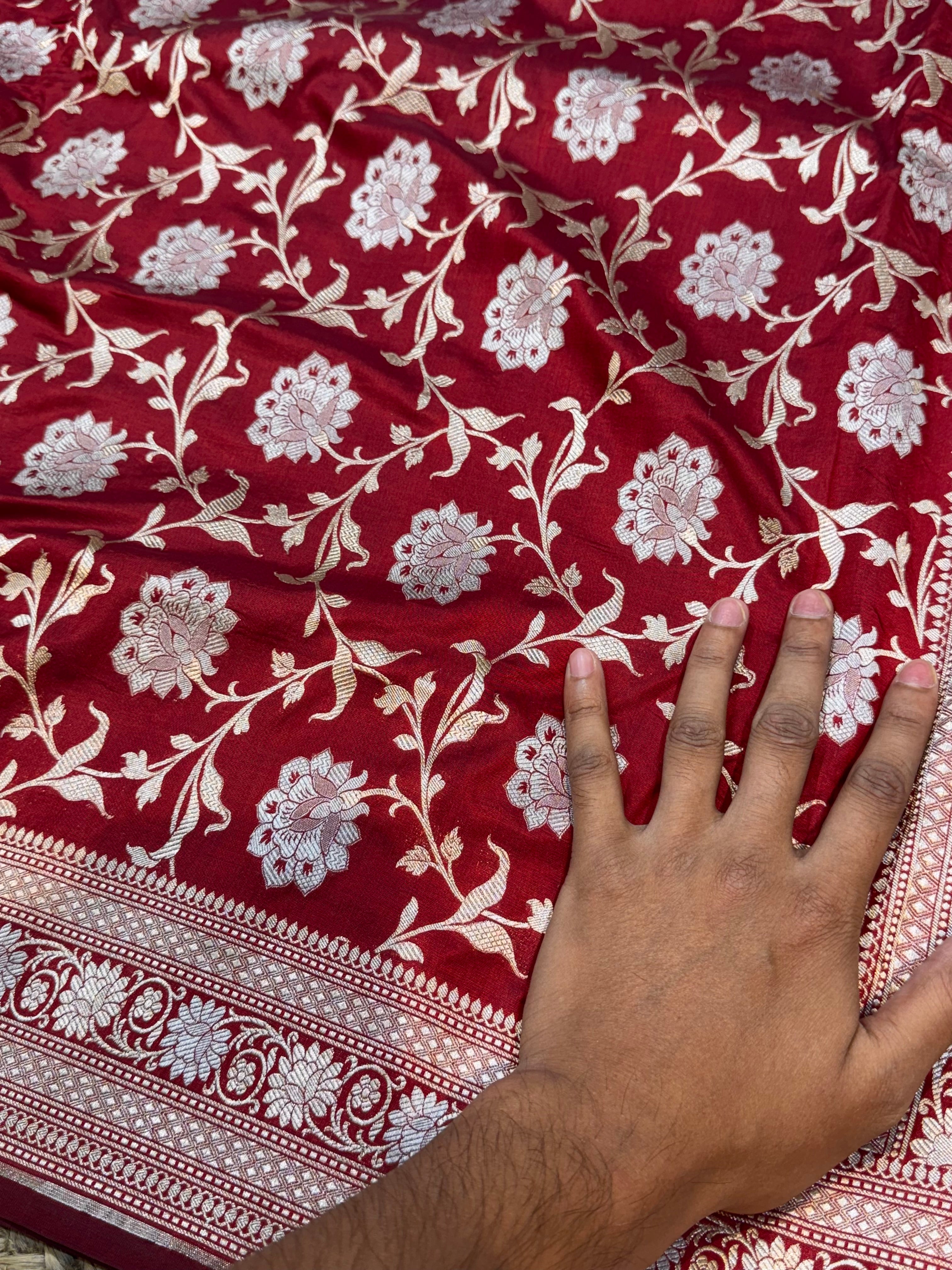 Maroon 100% Pure Banarasi Katan Silk Meenakari Saree