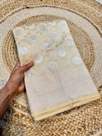 Off White 100% Pure Banarasi Katan Silk Meenakari Saree