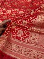 Red 100% Pure Banarasi Katan Silk Meenakari Saree