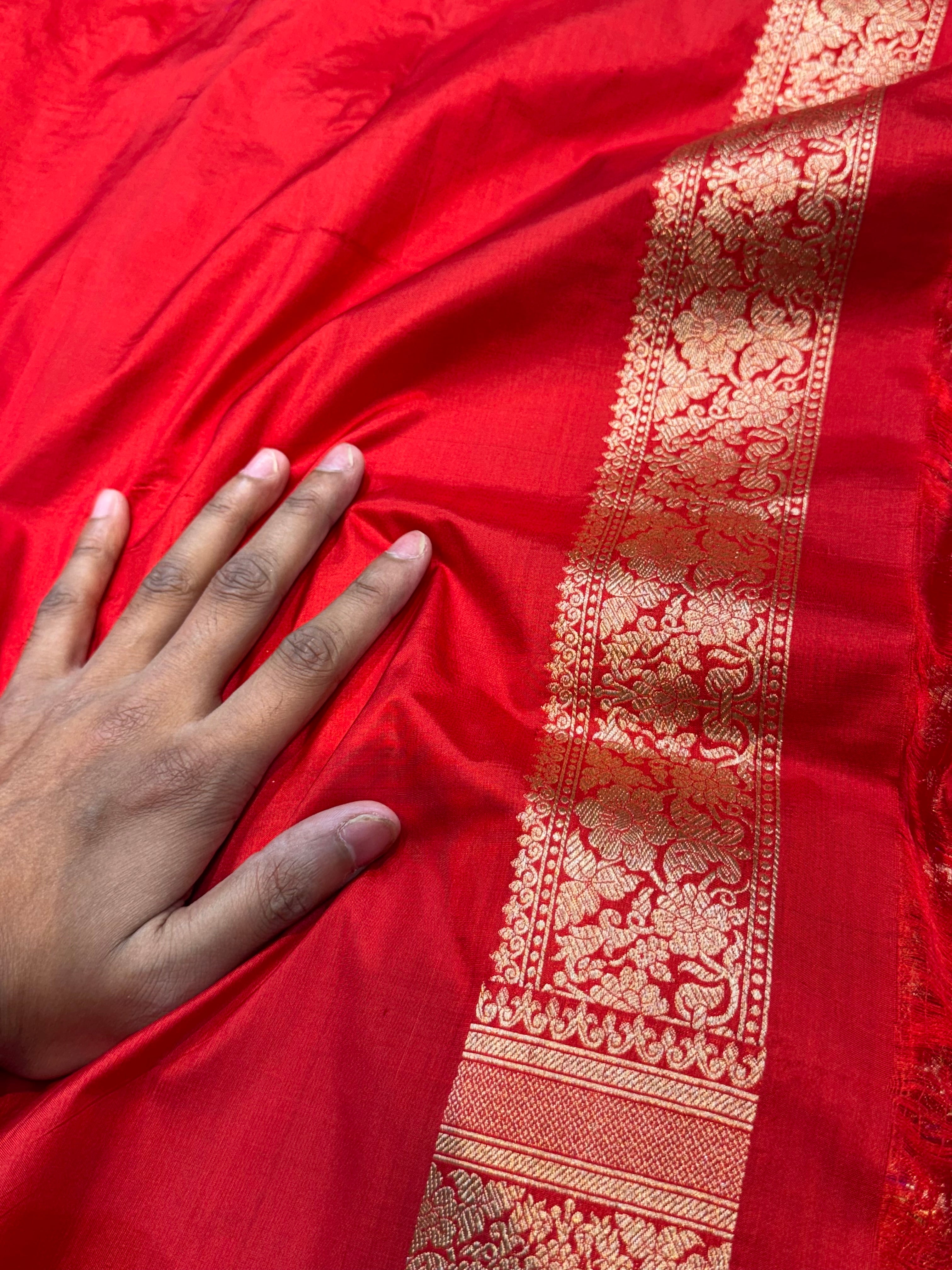 Red 100% Pure Banarasi Katan Silk Meenakari Saree