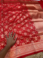 Red 100% Pure Banarasi Katan Silk Meenakari Saree