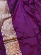 Wine Purple Pure Banarasi Katan Silk Meenakari Saree