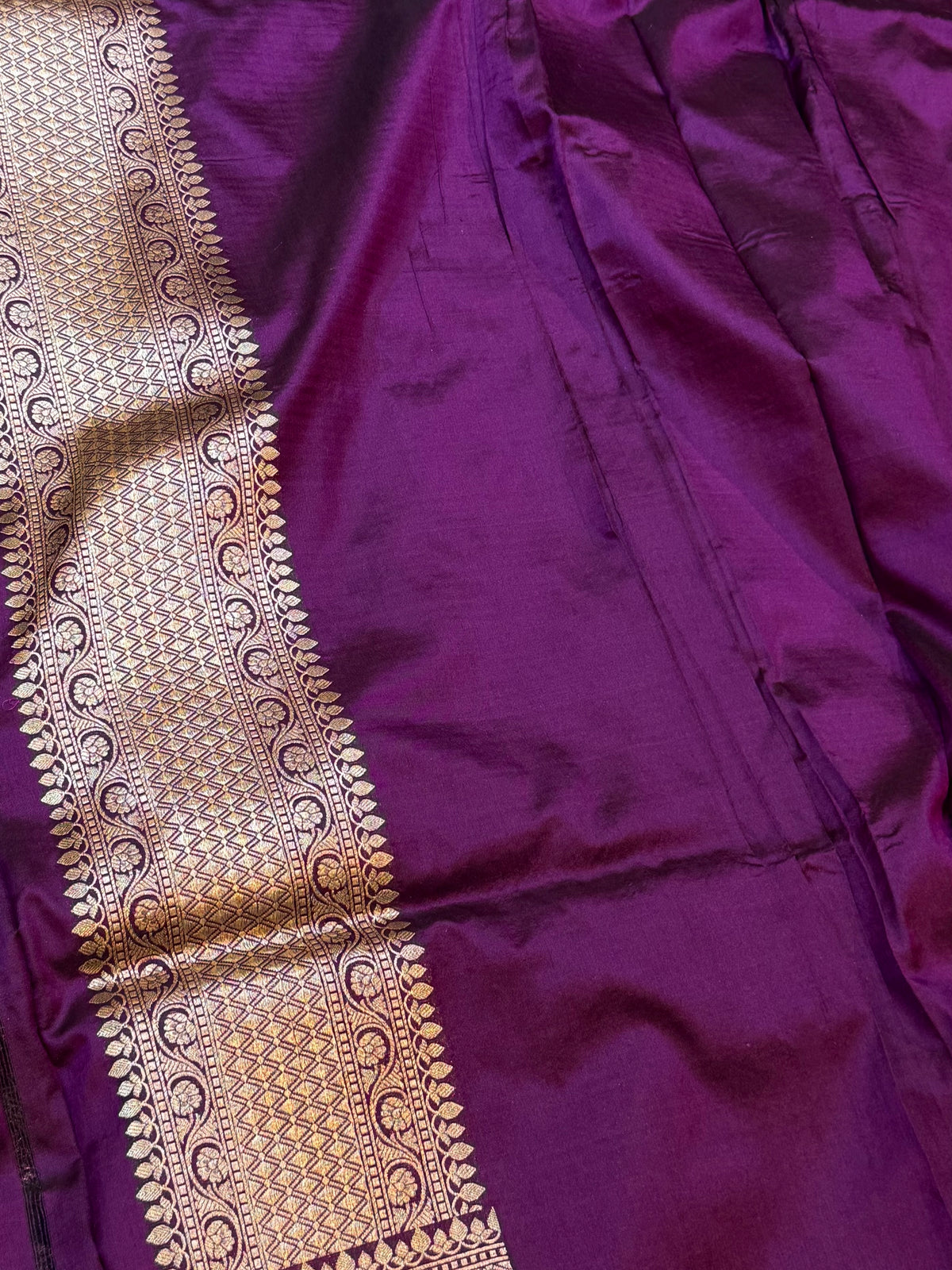 Wine Purple Pure Banarasi Katan Silk Meenakari Saree