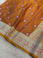 Gold Yellow Banarasi Soft Mashru Silk Partywear Saree