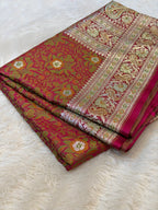 Magenta Pink Banarasi Soft Mashru Silk Partywear Saree
