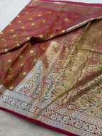 Magenta Pink Banarasi Soft Mashru Silk Partywear Saree