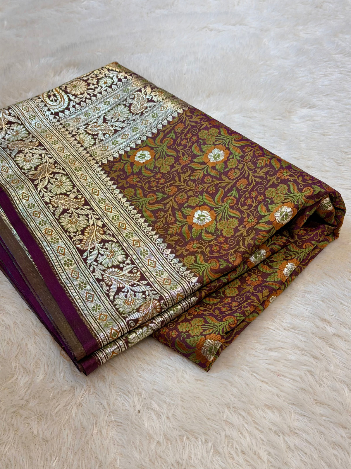 Wine Banarasi Soft Mashru Silk Partywear Saree