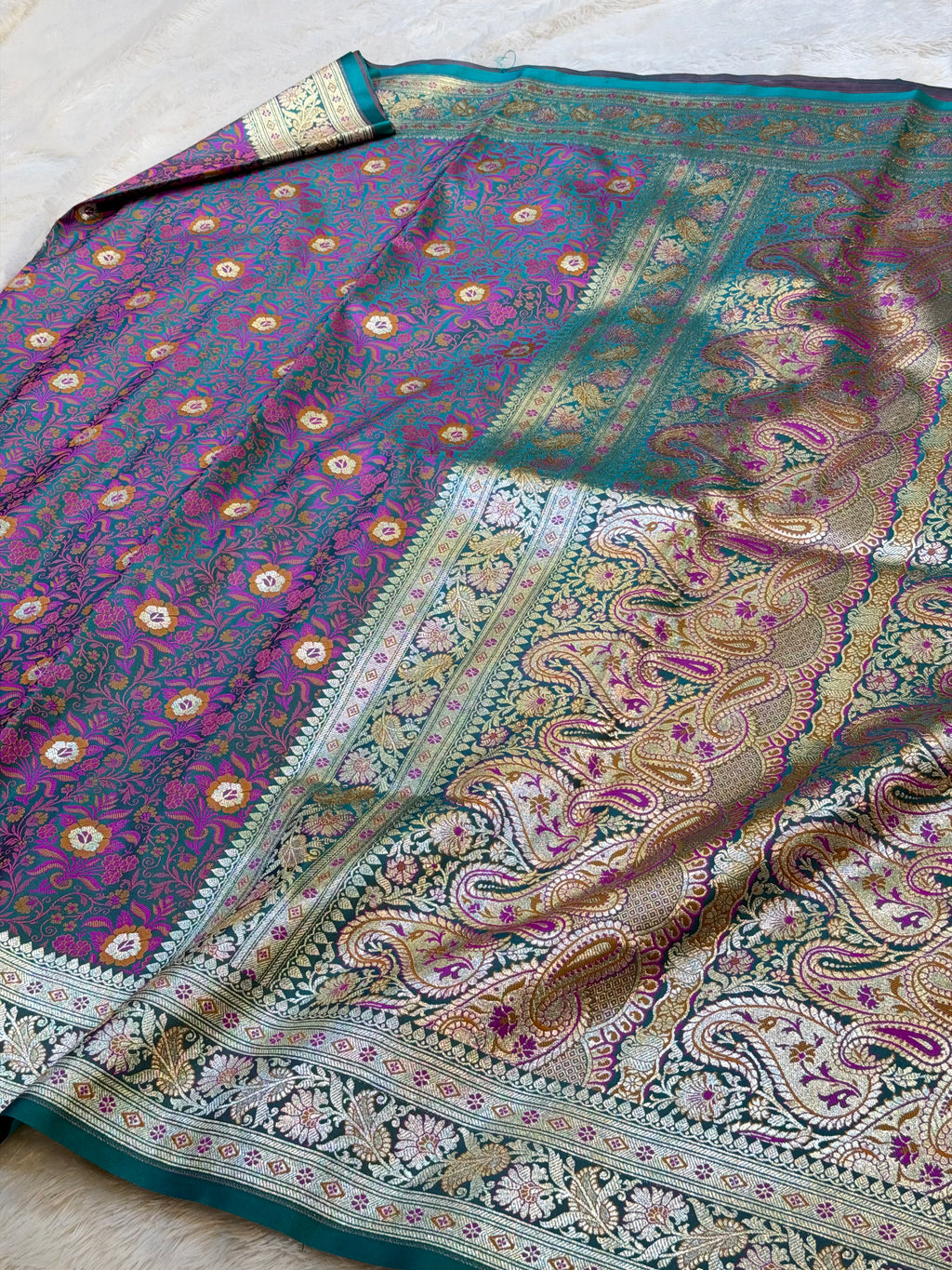 Green Banarasi Soft Mashru Silk Partywear Saree