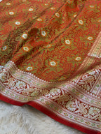Red Banarasi Soft Mashru Silk Partywear Saree