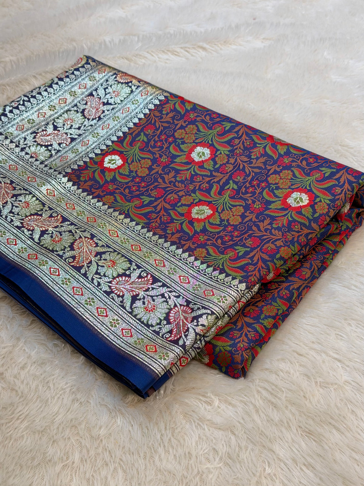 Blue Banarasi Soft Mashru Silk Partywear Saree