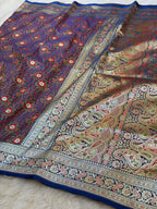 Blue Banarasi Soft Mashru Silk Partywear Saree