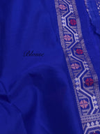 Royal Blue Pure Handloom Banarasi Ektara Kora Jamdani Saree
