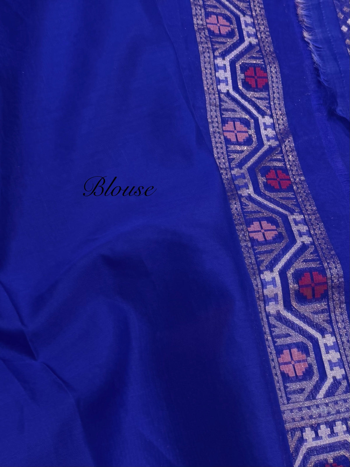 Royal Blue Pure Handloom Banarasi Ektara Kora Jamdani Saree