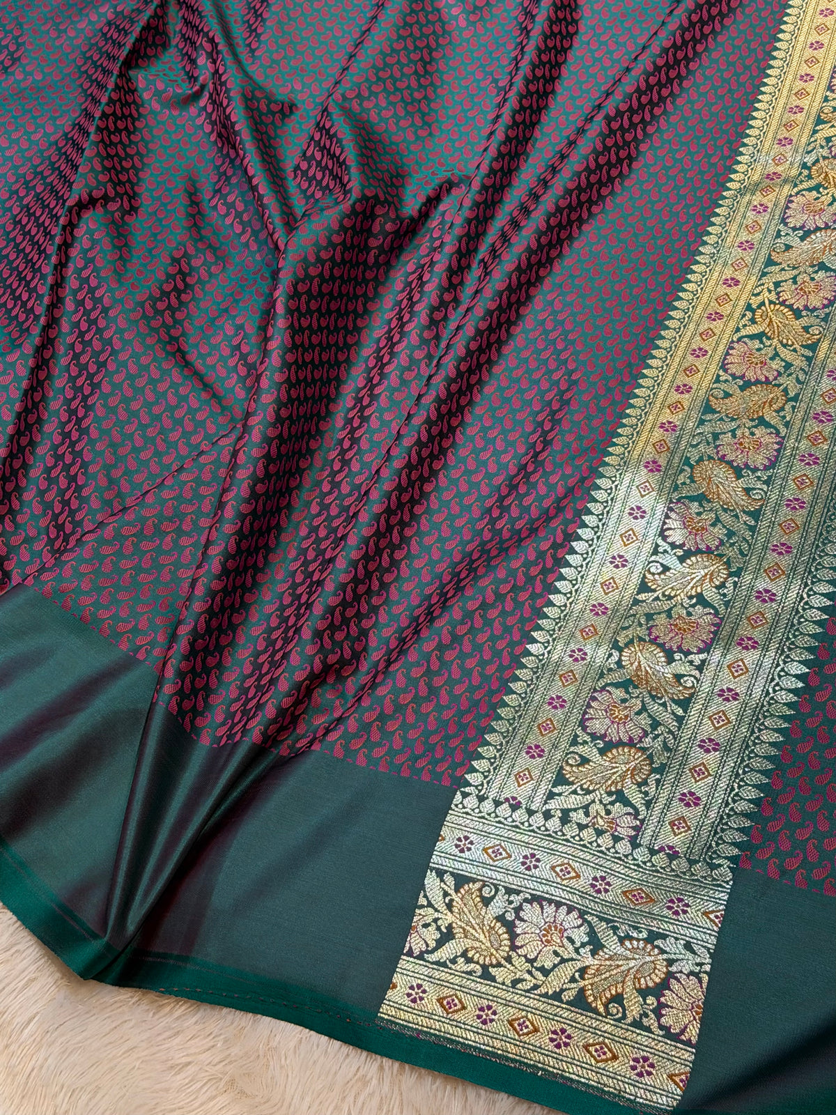 Green Banarasi Soft Mashru Silk Partywear Saree