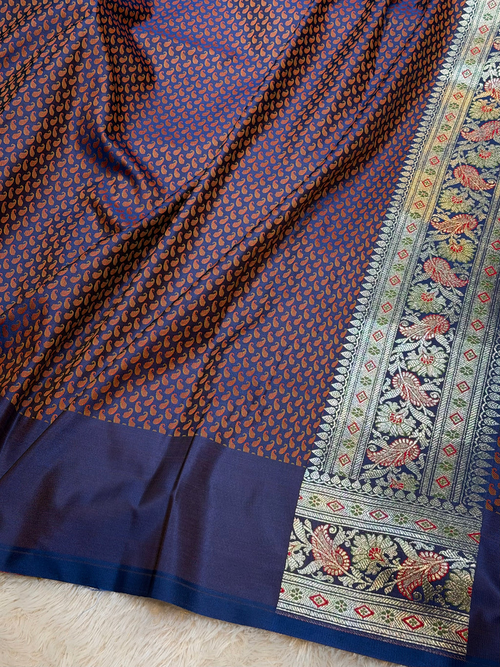 Blue Banarasi Soft Mashru Silk Partywear Saree