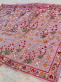 Diamond Lavender Pure Handloom Double Tissue Jamdani Embroidery work Partywear Banarasi Saree