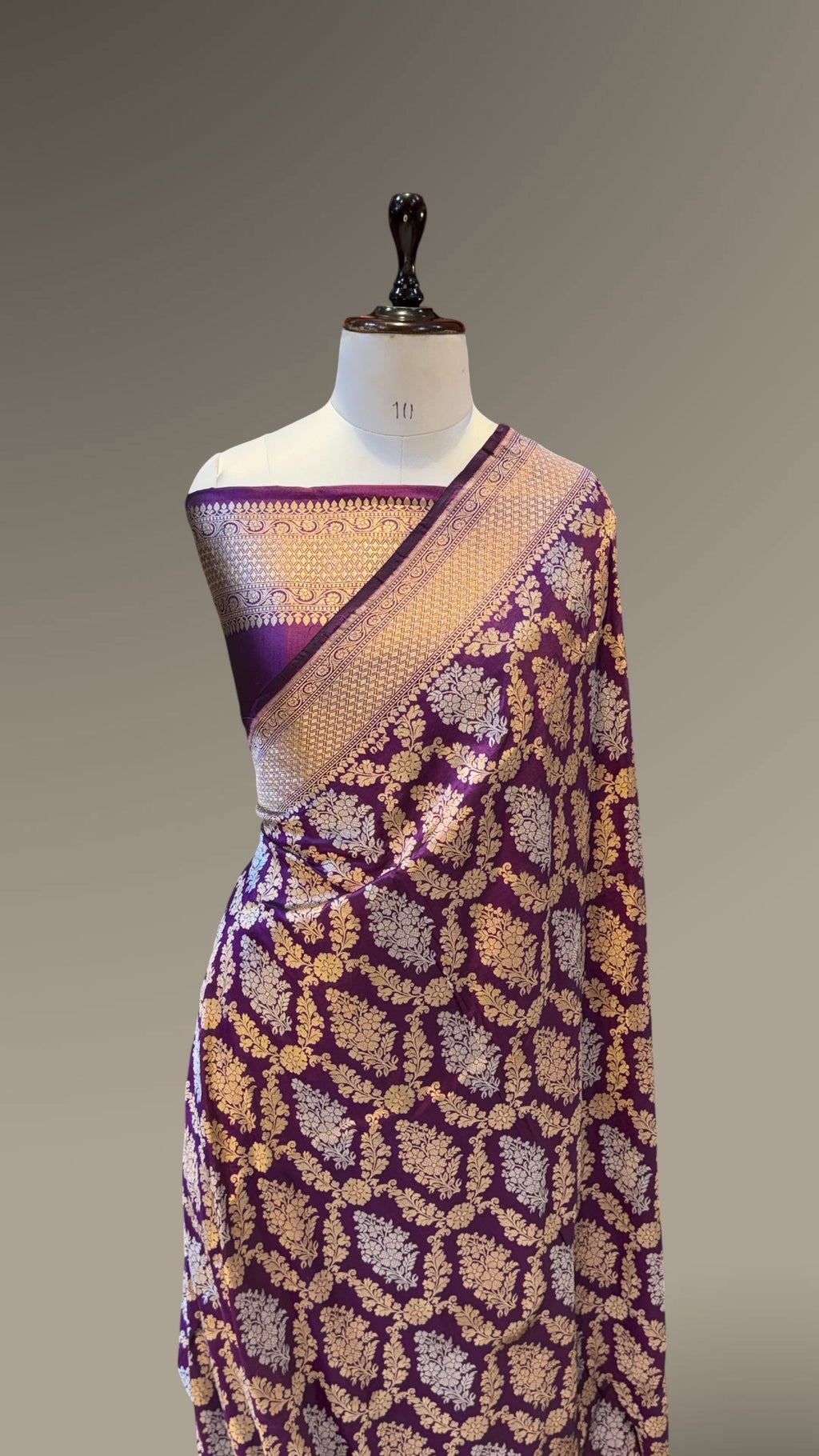 Wine Purple Pure Banarasi Katan Silk Meenakari Saree