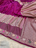 Wine Purple Banarasi Soft Meenakari Mashru Silk Partywear Saree