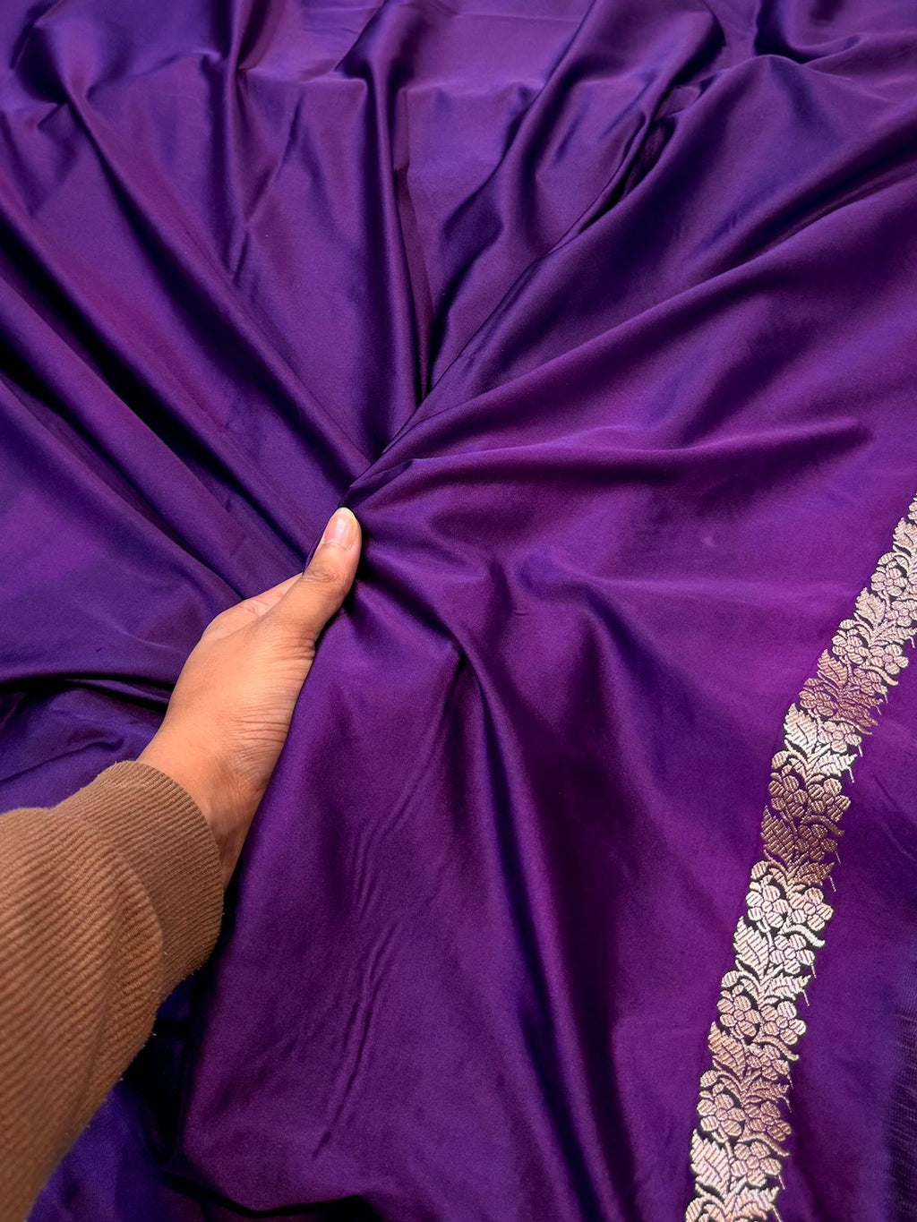 Purple Banarasi Soft Meenakari Mashru Silk Partywear Saree