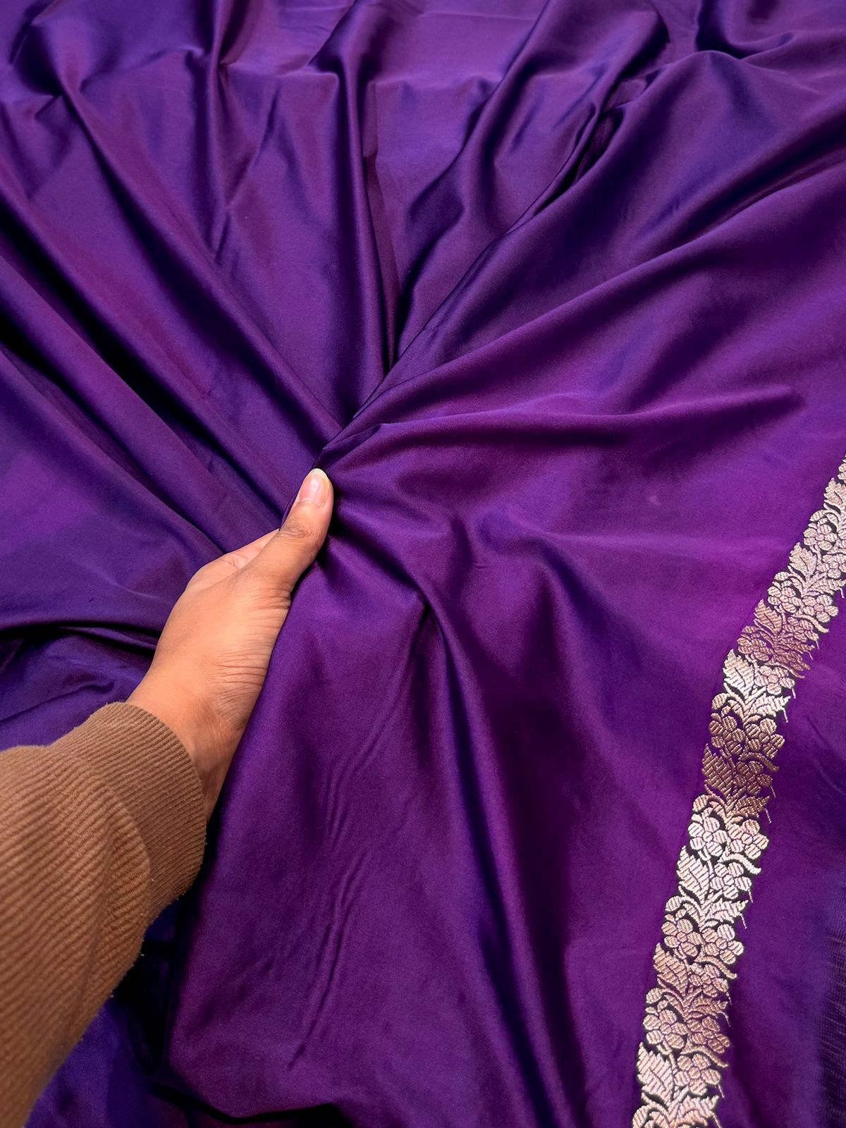 Purple Banarasi Soft Meenakari Mashru Silk Partywear Saree