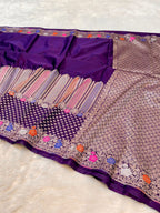 Purple Banarasi Soft Meenakari Mashru Silk Partywear Saree