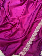 Wine Purple Banarasi Soft Meenakari Mashru Silk Partywear Saree