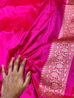 Dark Blue 100% Pure Banaras Katan Silk Handloom Handwoven Pattu Saree