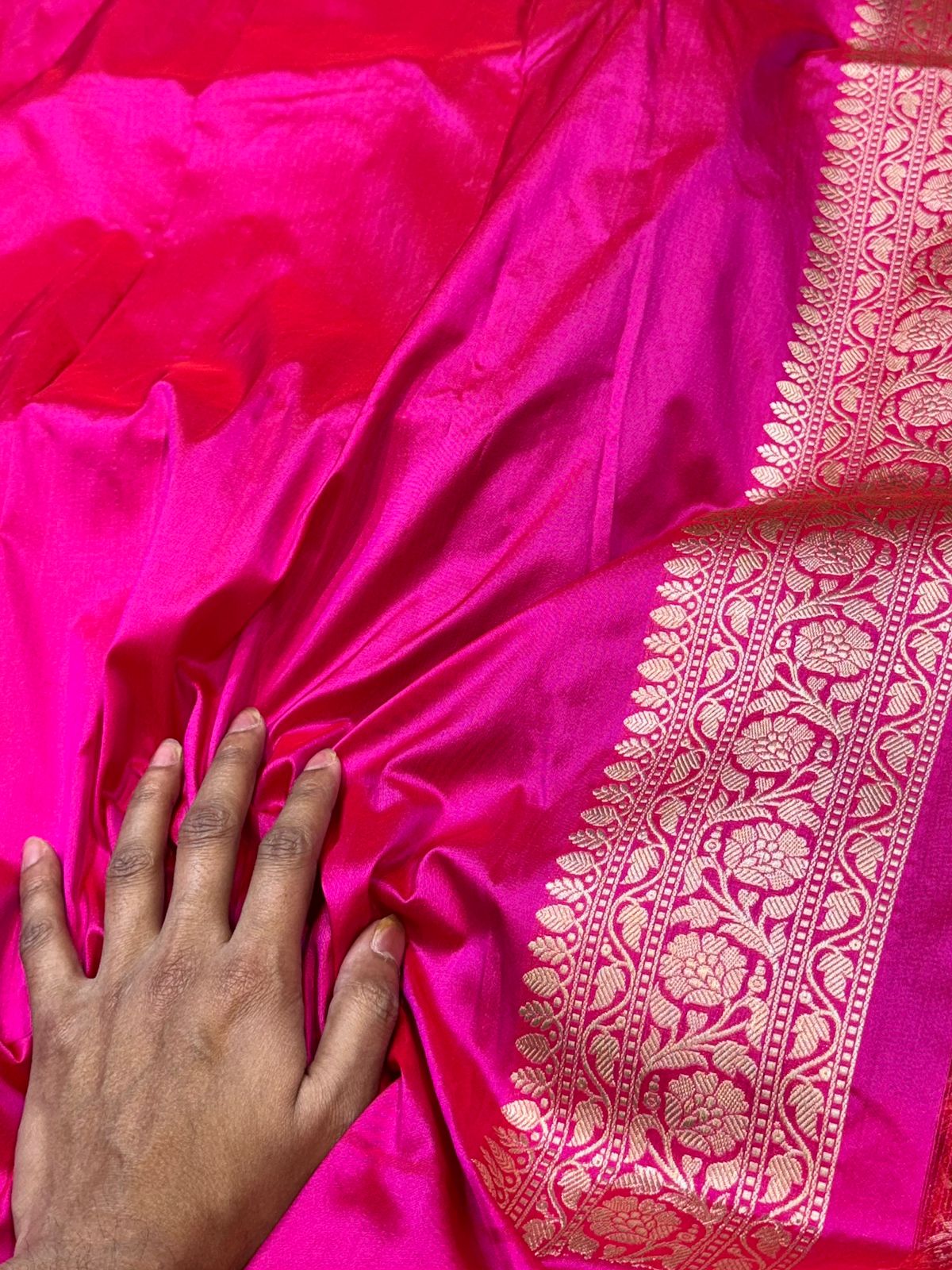 Dark Blue 100% Pure Banaras Katan Silk Handloom Handwoven Pattu Saree