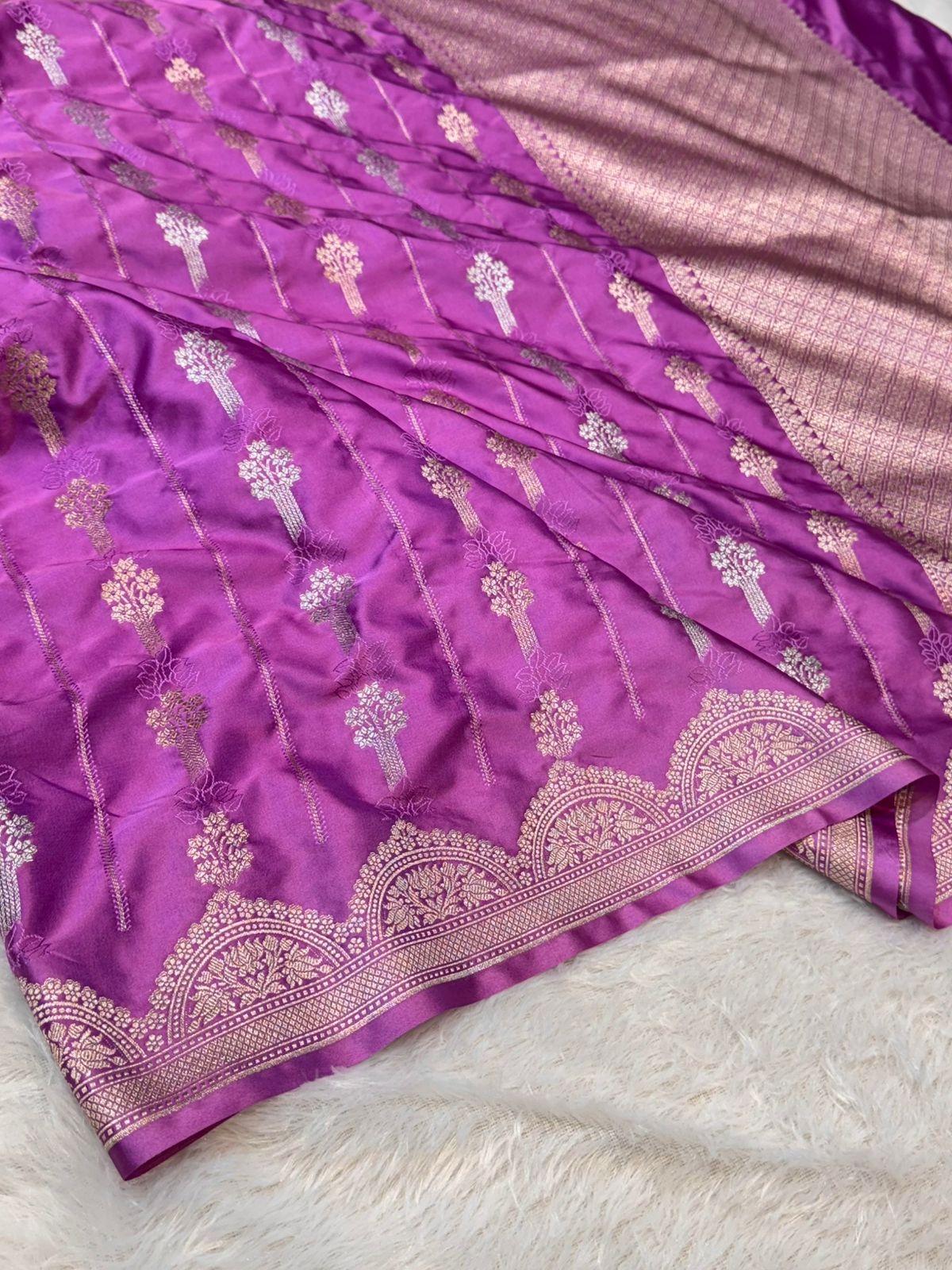 Banarasi Soft Meenakari Mashru Silk Partywear Saree