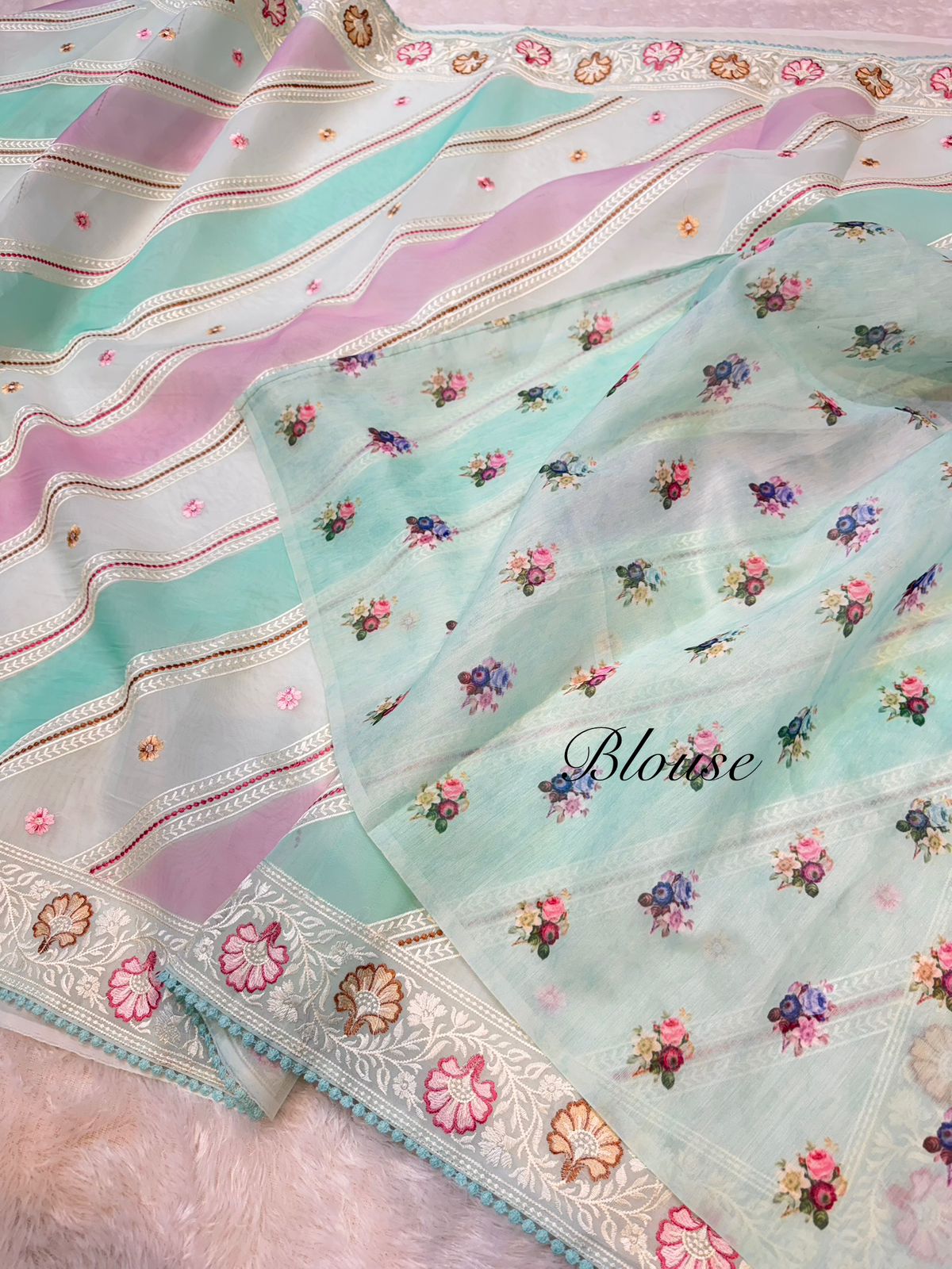 Organza Silk Partywear Banaras Embroidered Lightweight Sarees