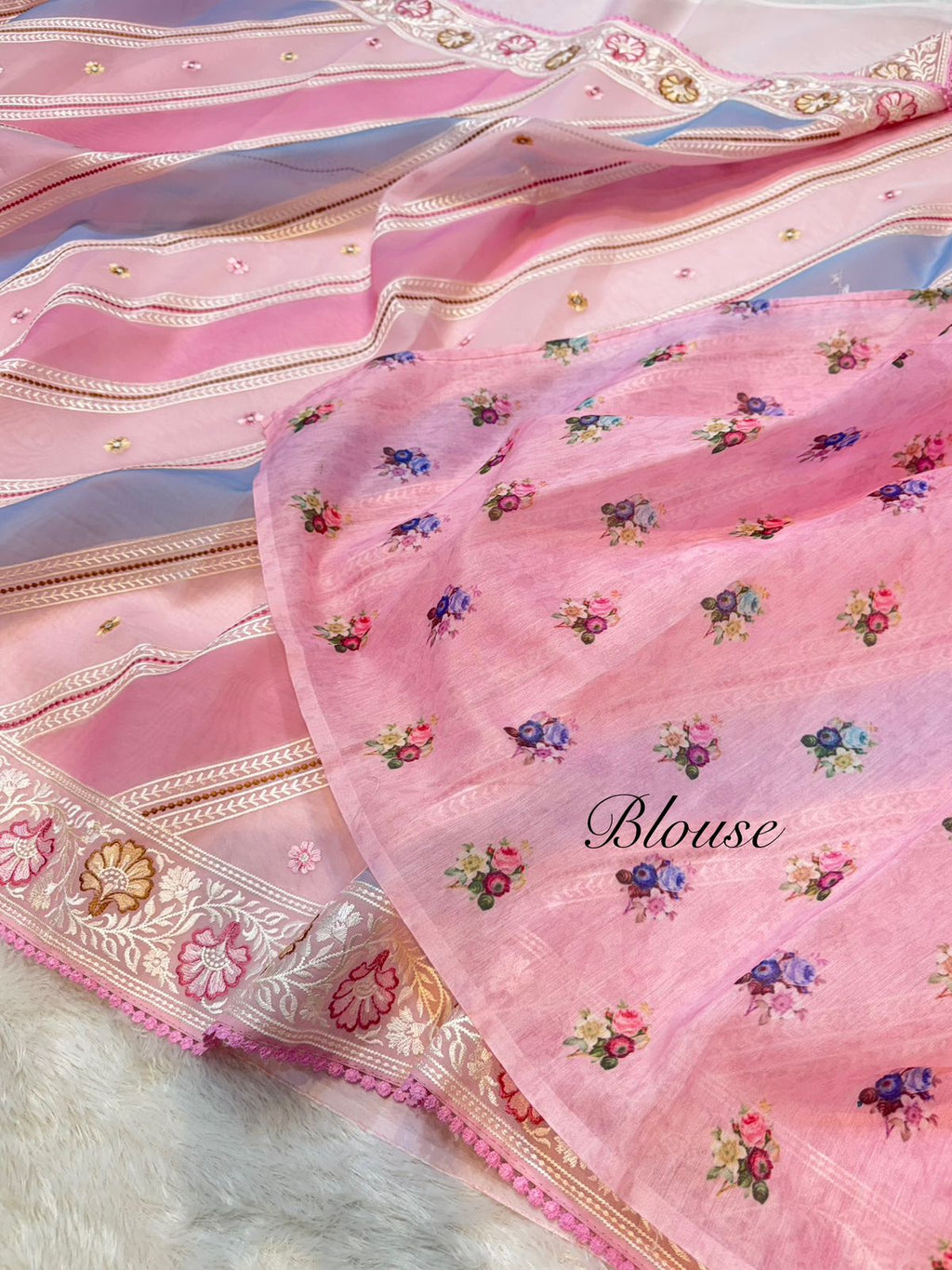 Organza Silk Partywear Banaras Embroidered Lightweight Sarees