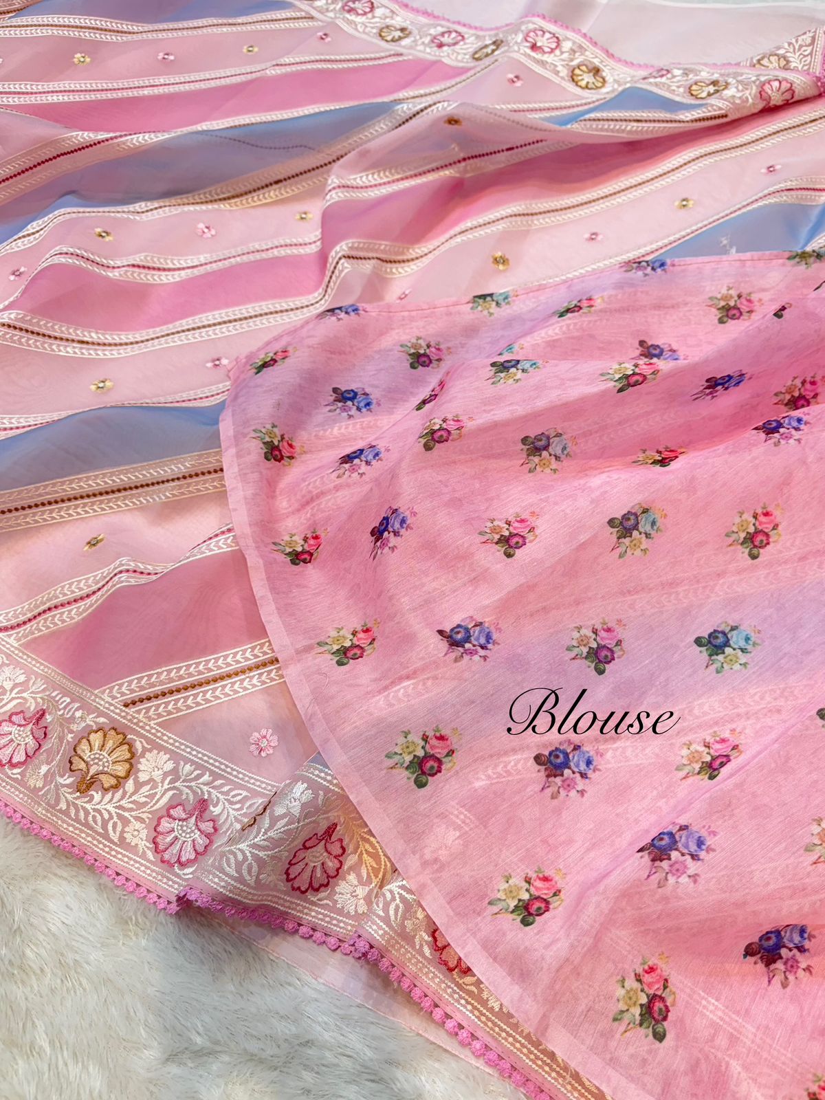 Organza Silk Partywear Banaras Embroidered Lightweight Sarees