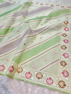 Organza Silk Partywear Banaras Embroidered Lightweight Saree